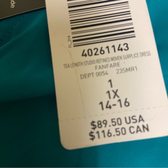 Torrid Tea Length Studio Studio Crepe de Chine Surplice Midi Dress Size 1X Teal - Picture 10 of 14